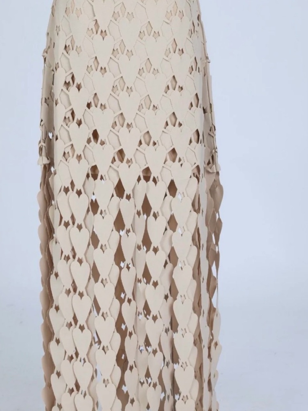 Beige Cutout Heart Maxi Skirt